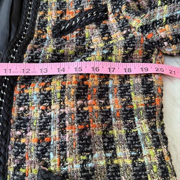 Soft Surroundings Tweed Jacket Open Blazer Multicolor Braided Chain Black Sz S - Picture 5 of 6